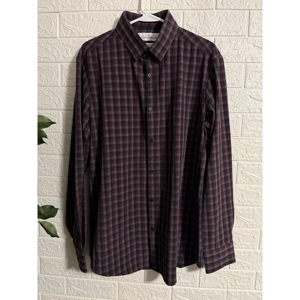 Mizzen+Main Leeward Mens Long Sleeve Button Up Plaid Shirt Multi Color Size L